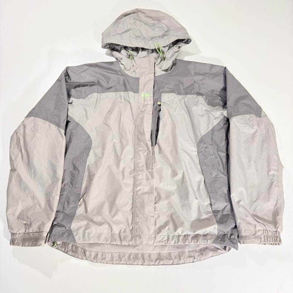 Helly Hansen Helly Tech Jacket Mens Medium Gray Waterproof Hooded Rain Shell